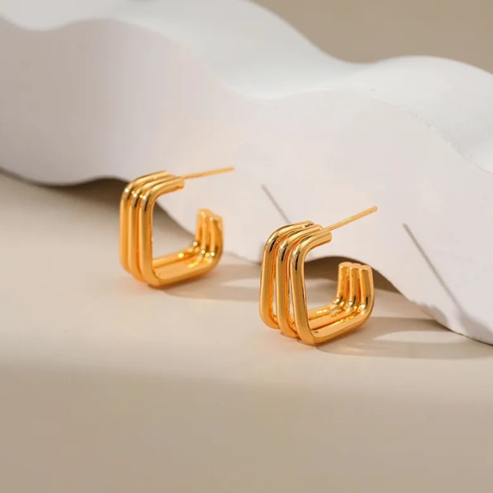 18k Gold plated square earrings